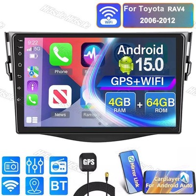 Android 15 Car Stereo For 2006-2012 Toyota RAV4 9'' 2Din 64GB Radio GPS Carplay