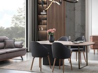 Designer Esszimmergarnitur Moderne Braune StüHle Holz Esstisch 5Tlg Set