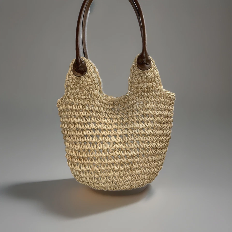 Bolso de mano vintage Charter Club Classics Cornhusk tejido con cubo bolso de crucero Foto 4 de 4
