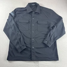 Mercer Mettle Double Knit Snap Front Jacket Mens Large Black Shacket Long Sleeve