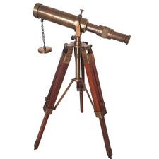 Vintage Brass Nautical Telescope with Wooden Tripod Maritime Decorative Scope...