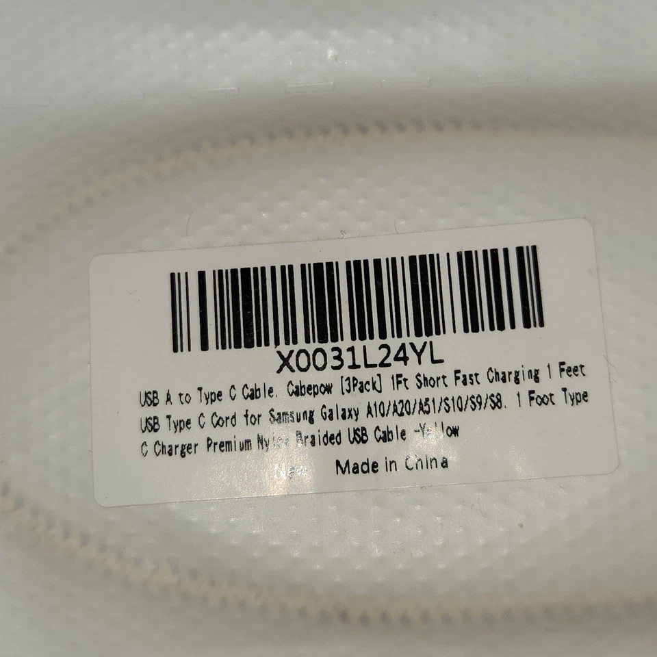 3 PACK 1FT Short USB-C to USB-A Cable Fast Charger Type C Charging Cord New - Image 3 of 4