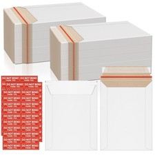 100 PCS Rigid Mailers 6x8 Inch Self Seal Flat Cardboard White Photo Document