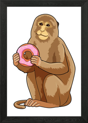 Monkey Donut gerahmtes Wandbild Poster Leinwanddruck Bild