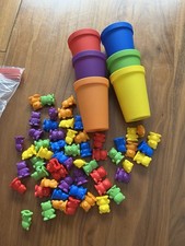 Lot of 57 Counting Bears, 6 Cups Learning Toys Figures Rainbow Color Teaching 1"