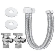 Puragier 2 Pack Complete Toilet Set Valve1/2 Inch Nom Inlet X 3/8 Inch Od Compre
