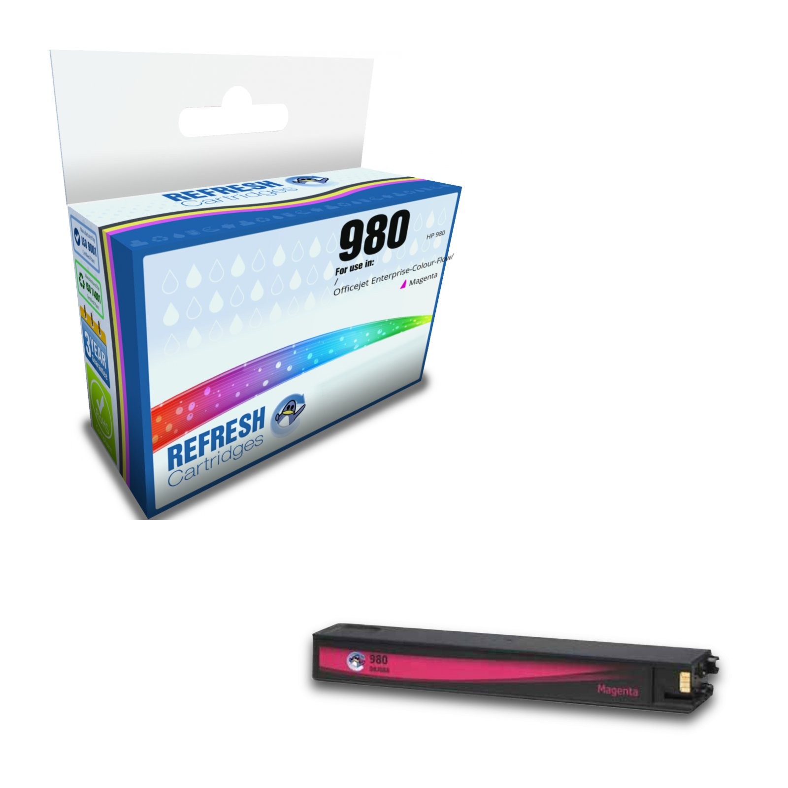 Refresh Cartridges Replacement Magenta 980 Ink Compatible With HP Printers