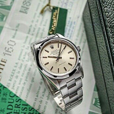 Rolex  Air-King Precision 14000 Silver Dial Steel Bracelet box papers hang tag
