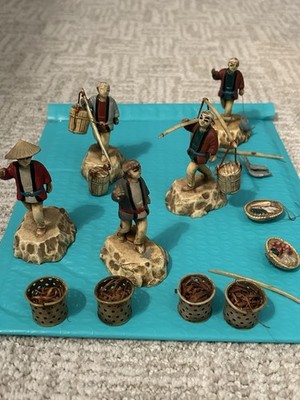 Vintage Celluloid Japanese Figures W/Assorted Accessories