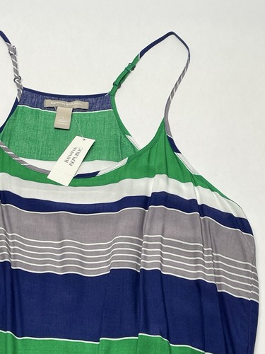 NWT Banana Republic Green Navy Blue Stripe Racerback Tie Waist Sun Dress Size L - Picture 6 of 24