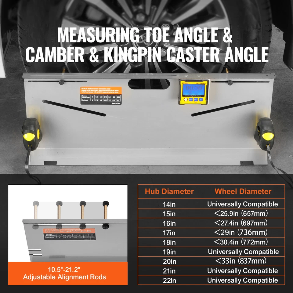 Wheel Alignment Tool Camber/Caster/Toe Gauge Toe Plates Measuring Tapes Foto 2 de 4