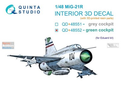 QTSQD48552R 1:48 Quinta Studio 3D Decal - MiG-21R Fishbed (green) + Resin (EDU