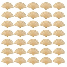 60 Pack Sandalwood Fans Wedding Favors, Hand Held Folding Fans Wooden Openwor...