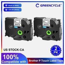 TZe-261 36mm Laminated Label Tape Compatible Brother P-Touch Tze 1.4"x26.2' 2PCS
