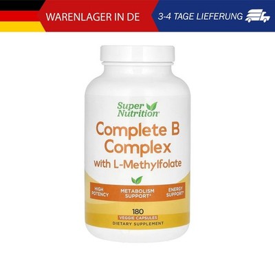 Super Nutrition, Complete B Complex mit L-Methylfolat und Methylcobalamin B12, 1