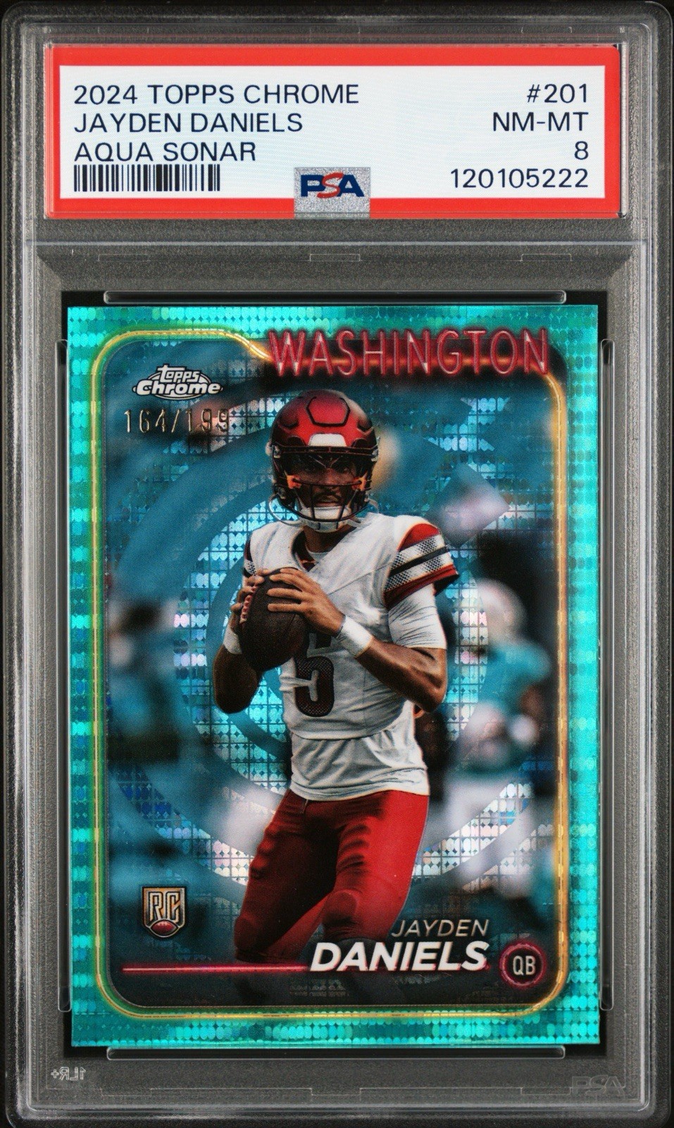 2024 Topps Chrome - Rookies Jayden Daniels #201 Aqua Sonar Refractor /199 (RC)