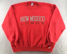 VINTAGE Russell Athletic Sweatshirt Mens 2XL Red New Mexico Lobos Logo USA 90s