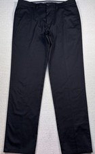 Haggar H26 Chino Dress Pants Men 34/32 Black Flat Front Straight Leg Casual Pant