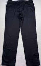 Haggar H26 Chino Dress Pants Men 34/32 Black Flat Front Straight Leg Casual Pant