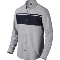 Oakley Sims Ls Woven Shirt Button Long Sleeve Gray Navy Mens Xl 401771-68c Oakley Sims Ls Woven Shirt Button Long Sleeve Gray Navy Mens Xl 401771-68c