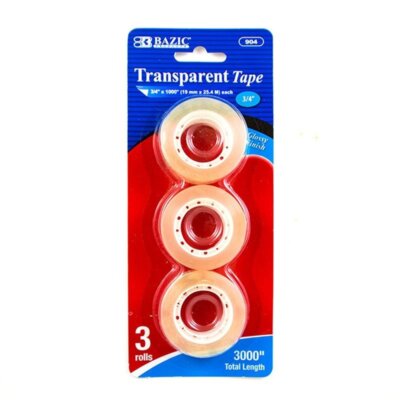 BAZIC 3/4'' X 1000'' Transparent Tape Refill (3/Pack)