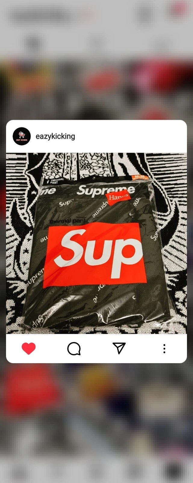 Pantalon logo noir thermique Supreme Hanes   moyen