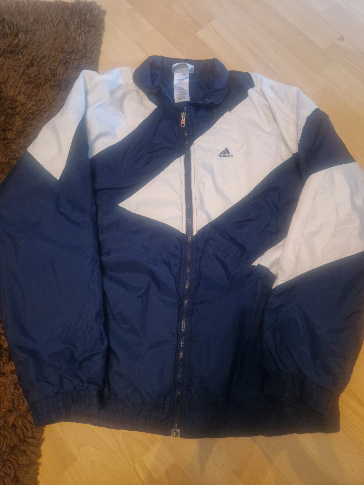 Vintage adidas Jacket Mens Y2K Training Full-Zip Windbreaker Navy Large