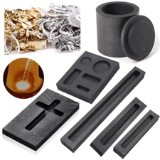 2PCS Graphite Crucible Ingot Mold Mould For Melting Gold Silver Casting Refining