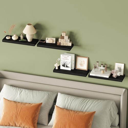 Set of 4 Floating Wall Shelves Picture Ledge Display Rack Book Hanging Shelf UK - Picture 4 of 17