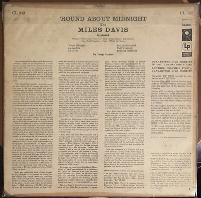 欧LP Miles Davis Round About Midnight CL949 Columbia, Music On V /00260 Miles Davis-'Round About Midnight LP Columbia 6-Eye CL949