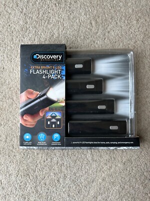 NIB Discovery Extra Bright 9 LED Flashlight 4-Pack Discovery Expedition 1637445