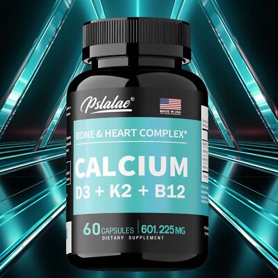 Calcium - Heart, Bone and Immune Support Supplements - with Vitamin D3, K2, B12