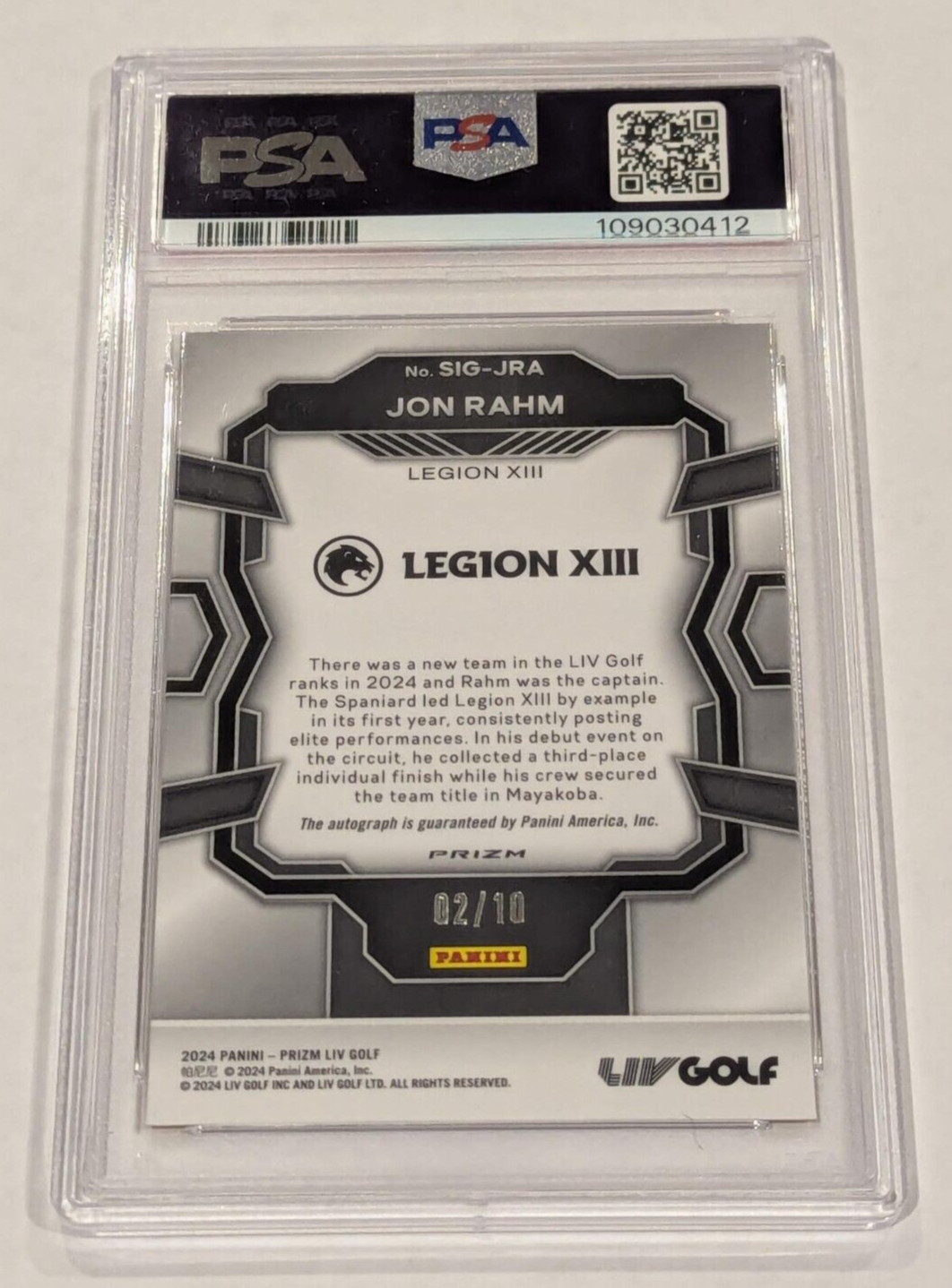 2024 Prizm LIV Golf JON RAHM Gold Prizm Auto PSA 10 RC LEGION XIII view 2