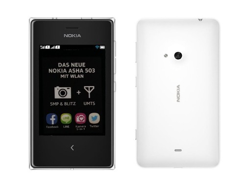 Nokia Asha 503 in Weiß Handy Dummy Attrappe - Requisit, Deko, Ausstellung - Bild 1 von 2