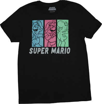 Super Mario Brothers New Adult T-Shirt -  Yoshi, Mario, Luigi Color Box