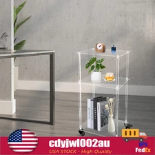 3-Tier Mobile Clear Acrylic Printer Stand Storage Shelf Printer Table on Wheel