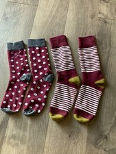 Designer Mens Dress Crew Socks 2 Pairs Red Pattern Size 9-13 Work Business