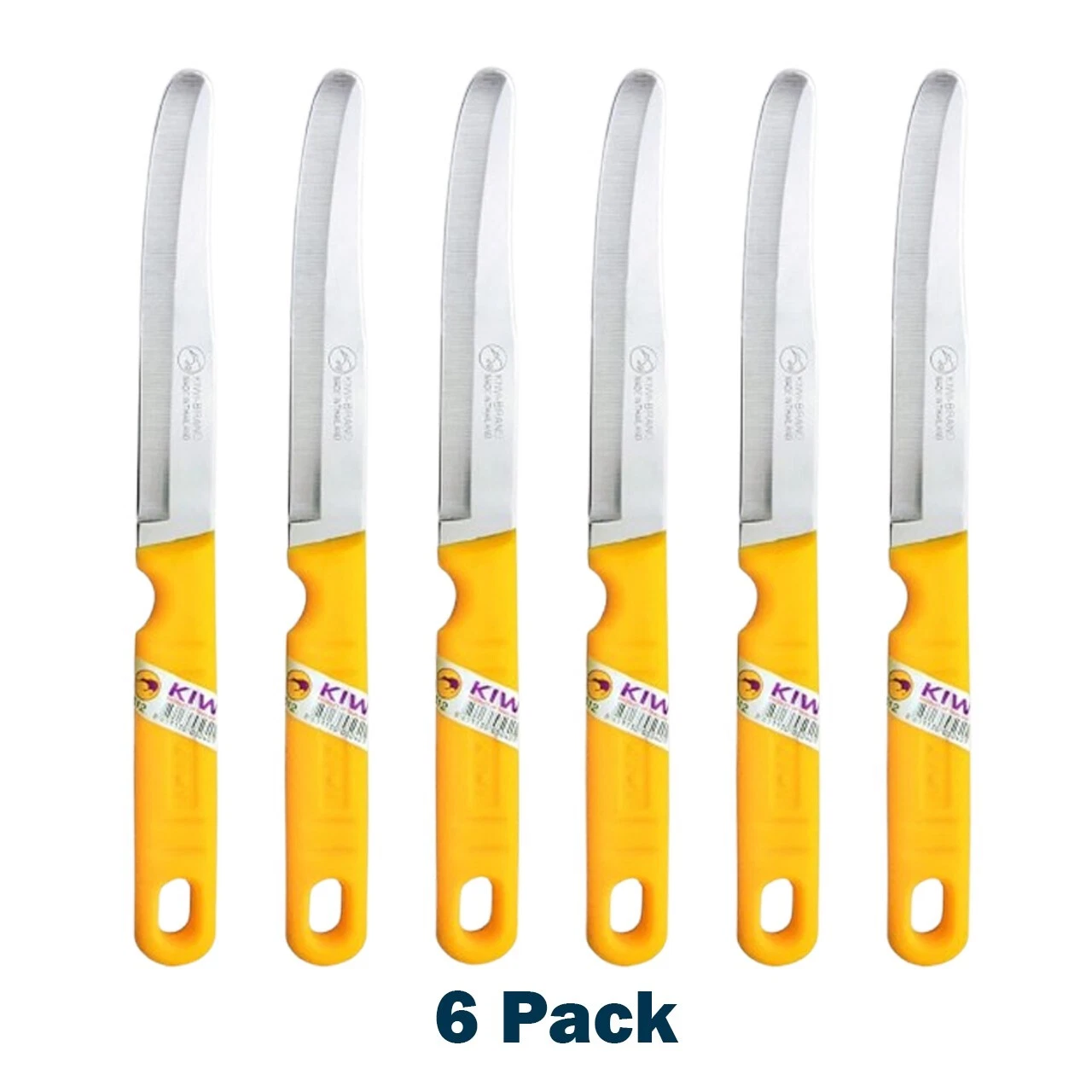 6 Pack Thai Kitchen Steak Knives Set No.512 Stainless Steel Fruit Utility Paring
