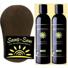 Tan Physics True Color Tanner (2 Pack) w/ Tanning Mitt by Sans-Sun