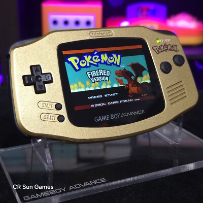 Gold Pokemon Game Boy Advance GBA Console with iPS V5 Backlight Backlit LCD 