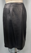 Vintage Leather Skirt SIZE 10 LARGE black midi CEDARS 80s 90s pencil wiggle