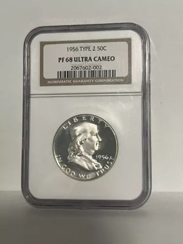 1956 PROOF Franklin Half Dollar 50c NGC PF68 ULTRA CAMEO TYPE 2