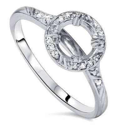 1/8ct Diamant Verlobungsring Halbfassung 14K Weißgold