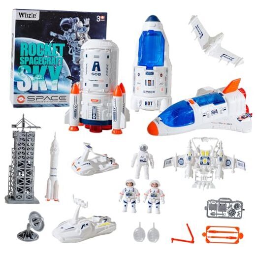 Space Shuttle Toys Set with Light and Sound, Rocket Ship Toys Playset with 