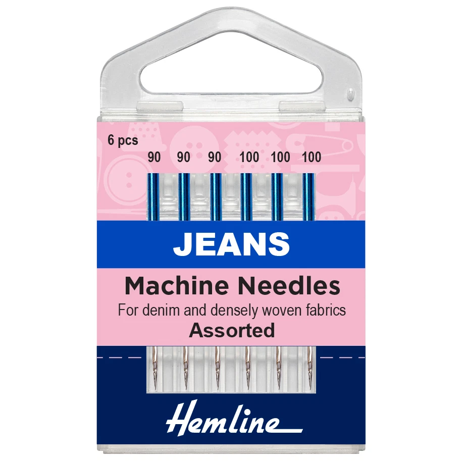 Hemline Jeans Sewing Machine Needles Heavy Medium Denim Woven Fabrics- 90/14