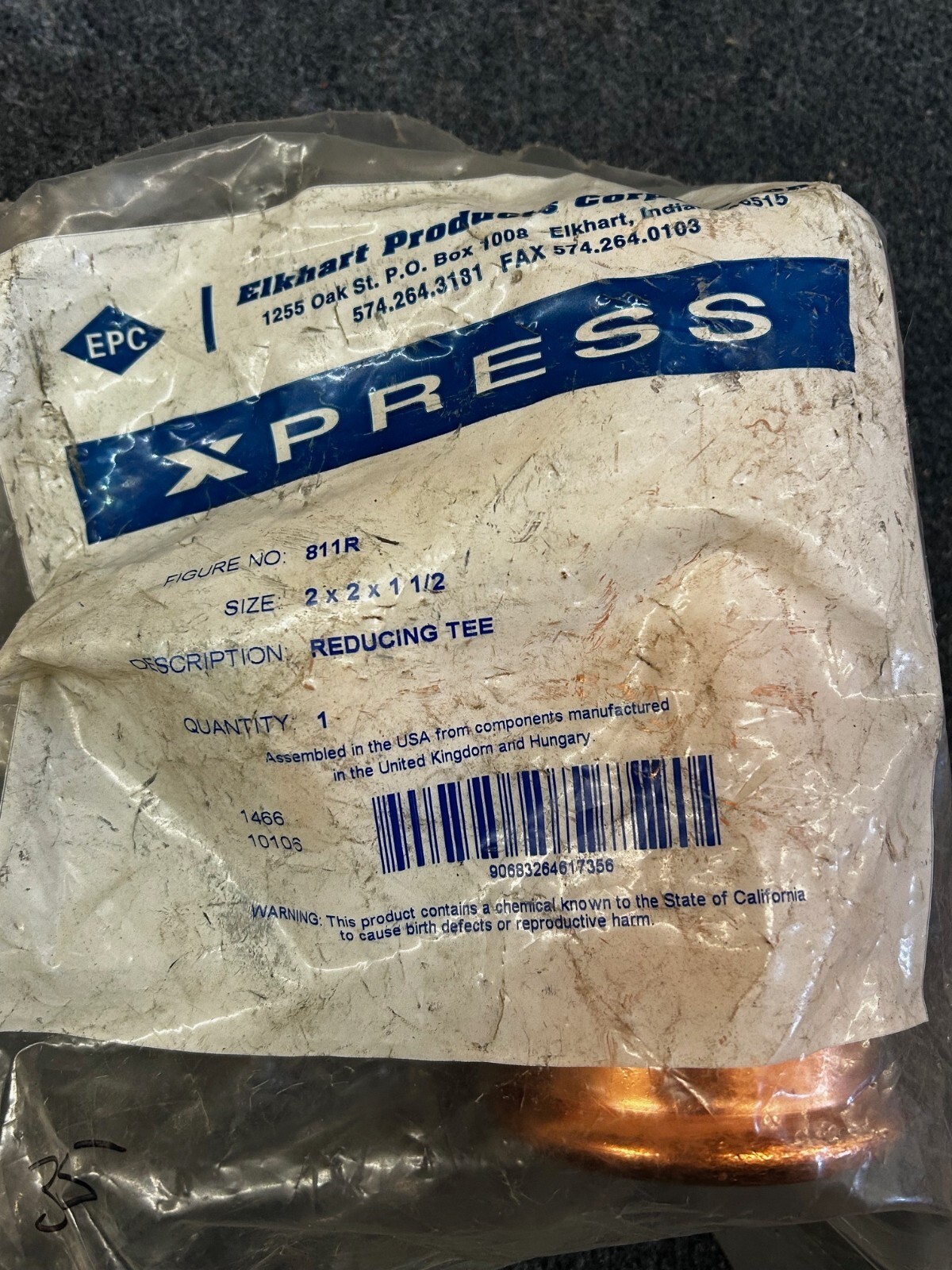 Elkhart EPC Xpress Pro Press 2" x 2" x 1-1/2" Copper Reducing Tee 6 pcs
