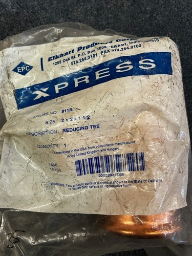 Elkhart EPC Xpress Pro Press 2" x 2" x 1-1/2" Copper Reducing Tee 6 pcs