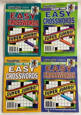 Lot(4) Good Time Easy Crosswords Super Jumbo Puzzle Books 2023 Aug,Sept,Nov,Dec