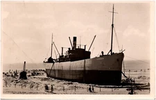 C.A. Banck Swedish Ship Stranded on Dutch Coast 1949 RPPC Postcard Photo