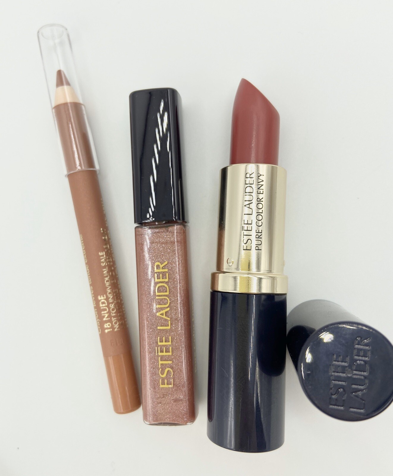 Estee Lauder Lipstick 420 Rebellious Rose, Reckless Bloom Gloss, Nude